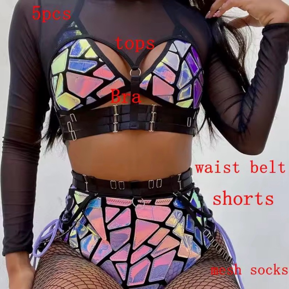 Dolls Kill Iridescent Mosaic Swim Set